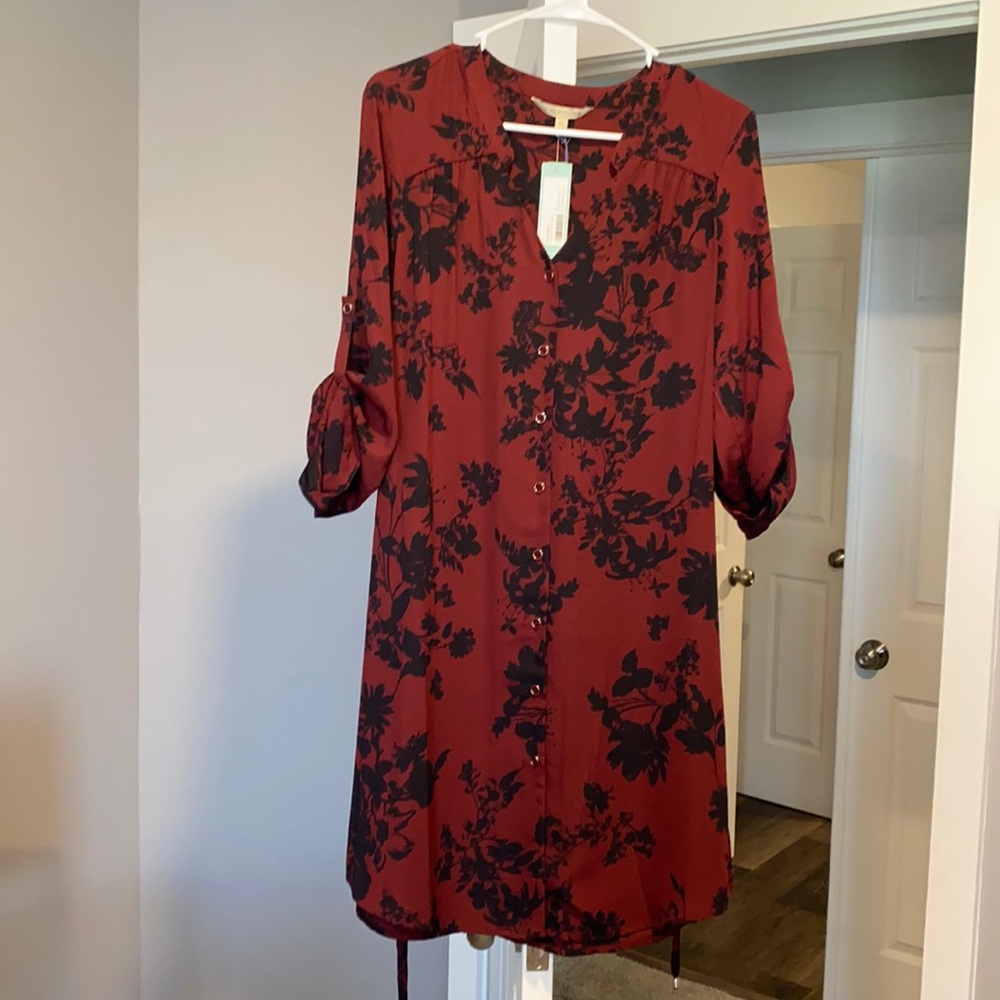 Burgundy and black floral dress